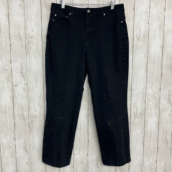 L.A. Blues Stretch Black Straight Leg High Rise Denim Jeans For Repurpose 10P - Picture 1 of 11